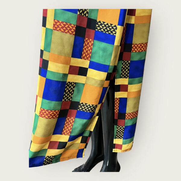 (Medium) Vintage Ghana Print Women Loose Fit MIDI Dress - Image 3