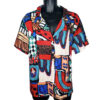(XL) Multi- Color Men Bowling Style Abstract Print Collar Shirt - Image 4