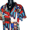(XL) Multi- Color Men Bowling Style Abstract Print Collar Shirt - Image 5