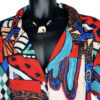 (XL) Multi- Color Men Bowling Style Abstract Print Collar Shirt - Image 7