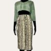 (2XL) Green And Beige Abstract Print Women Short Skirt