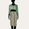 (2XL) Green And Beige Abstract Print Women Short Skirt - Image 2