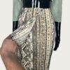 (2XL) Green And Beige Abstract Print Women Short Skirt - Image 5
