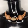 Gold Choker/ Necklace With Brown Beads