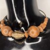 Gold Choker/ Necklace With Brown Beads - Image 2