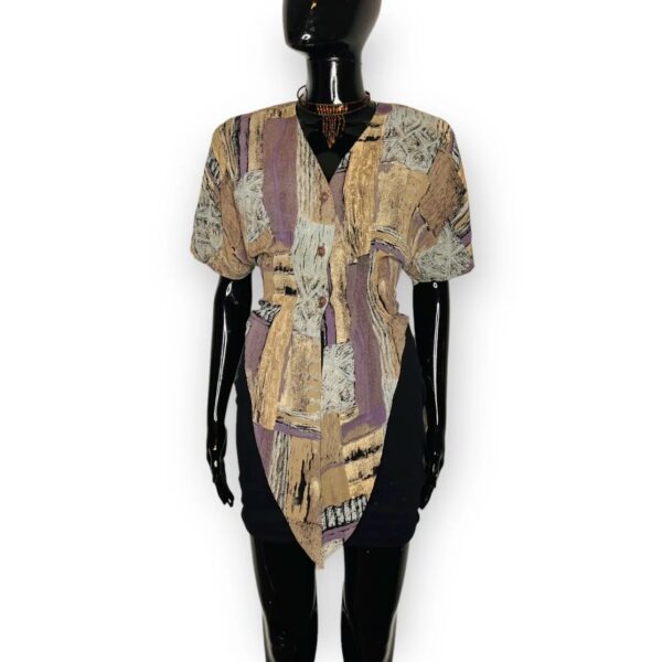 (Medium) Earth Colors Vintage Women Tie In The Front Shirt/Blouse - Image 2