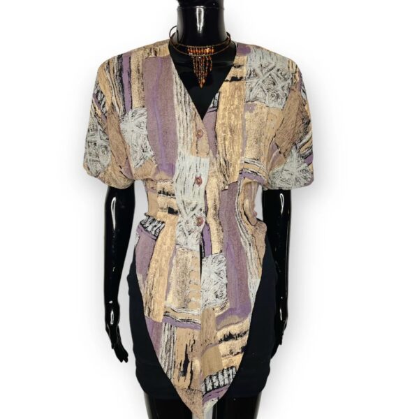 (Medium) Earth Colors Vintage Women Tie In The Front Shirt/Blouse