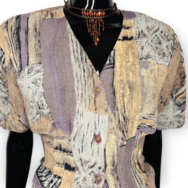 (Medium) Earth Colors Vintage Women Tie In The Front Shirt/Blouse - Image 4