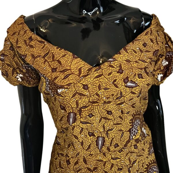 (Medium) Ankara Print Mustard Yellow Women Romper - Image 5