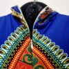 (Large) African Sleeveless Turtleneck Blue Stretchy Dashiki Dress - Image 4