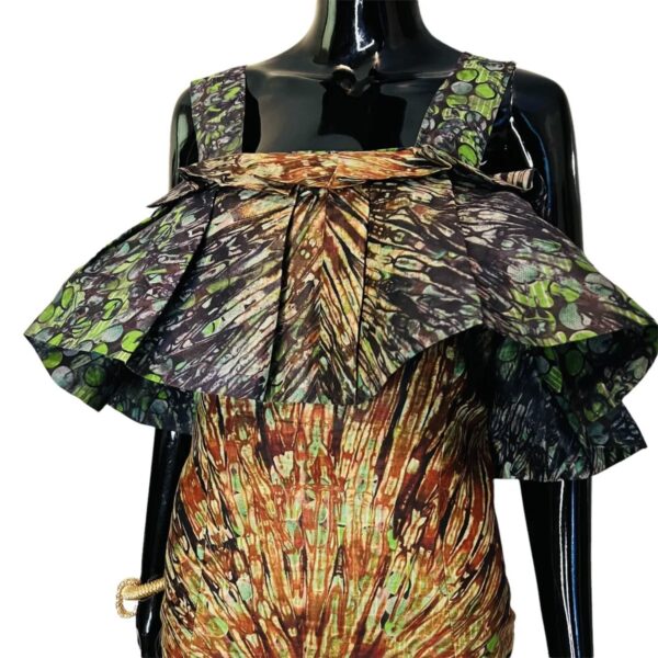 (L/XL) African Print  Multi Color Tye Dye Women Mid Dress - Image 3
