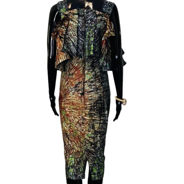 (L/XL) African Print  Multi Color Tye Dye Women Mid Dress - Image 5