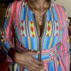 (Medium) Ghana Print Blue, Pink And Multicolored Women Flair out Blouse - Image 4
