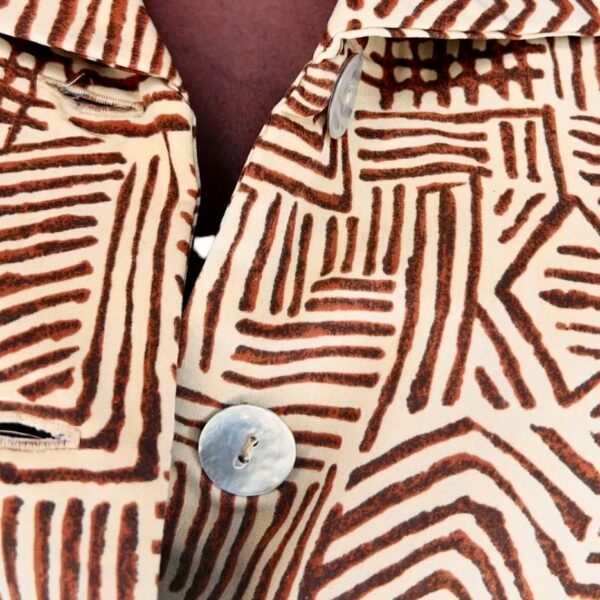 (Large) Vintage Light Brown Tribal Print Women Collar Shirt - Image 5
