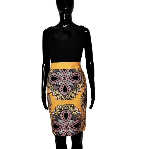 (Large) Retro Print Women Burnt Orange Women Short Skirt