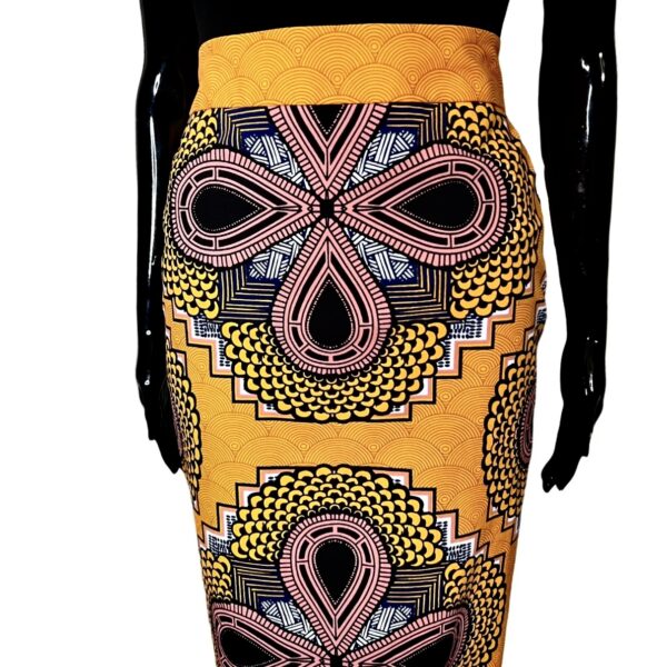 (Large) Retro Print Women Burnt Orange Women Short Skirt - Image 2