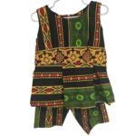 (2T) Toddler Girl African Print Green Blouse and Shorts Outfit
