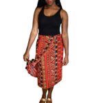 (2XL) African Tribal Print Red Women Wrapper Skirt - Image 2