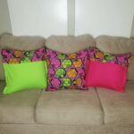 3 African Print Pink and Green Throw Pillow Cases