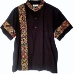 (Small) African Unsex Multicolor Mudcloth Designs Black Top