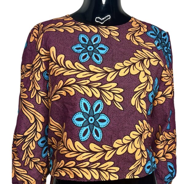 (S/M) Colorful African Print Women Slit Sleeve Blouse Shirt - Image 2