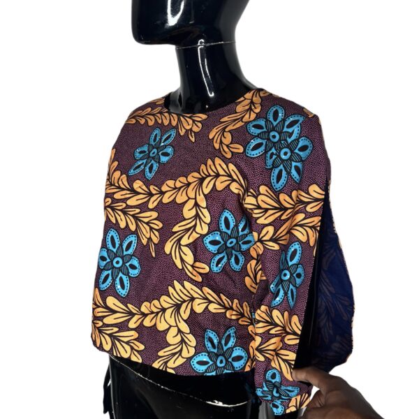 (S/M) Colorful African Print Women Slit Sleeve Blouse Shirt - Image 3