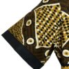 (Medium) Men African  Yellow & Brown Tribal Print  Top/ Shirt With Black Sleeve - Image 4