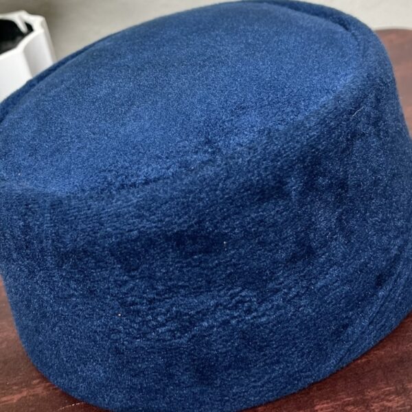 Nigerian Blue Velvet Textured, African Kufi Hats - Image 3