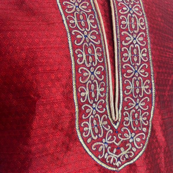 (Medium) Middle Eastern Style Men Red Caftan Long Shirt - Image 5