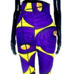 (Large)Purple & Yellow High Waist Women African Print Pants - Image 2