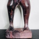 African Brown Uplifting Wooden Carving Statue - Image 5