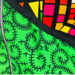 (Medium) Green Zip Up African Print Midi Dress w/ Side Multicolored African Print - Image 6