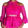 (Medium/Large) West African Nigerian Style Women Pink Lace Blouse & Pin Skirt Outfit - Image 6