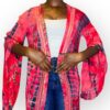 (Large) Tye Dye Style Pink Women Long Duster/ Cardigan/ Kimono w/ Bell Sleeves - Image 4