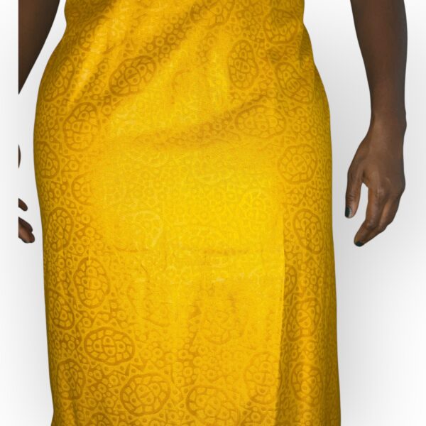 (2XL) African Traditional Vintage Long Yellow Embroidered Skirt - Image 2
