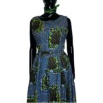 (L/XL) Blue & Green Ankara/African Print Women Cocktail Flare Out Midi Dress - Image 3