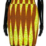 (Medium) Orange & Lime Green African Print Women Short Skirt - Image 4