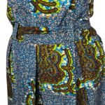 (L/XL) Blue & Green Ankara/African Print Women Cocktail Flare Out Midi Dress - Image 5