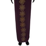 (L/XL) African Gold Embroidered Women Long Fitted Brown Stretchy Dress - Image 5