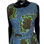 (L/XL) Blue & Green Ankara/African Print Women Cocktail Flare Out Midi Dress - Image 4