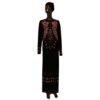 (One Size) Long Black Stretchy, African Dress With Gold Embroidered Metal Detail