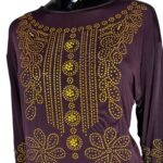 (L/XL) African Gold Embroidered Women Long Fitted Brown Stretchy Dress - Image 3