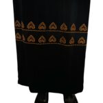 (One Size) Long Black Stretchy, African Dress With Gold Embroidered Metal Detail - Image 3