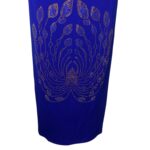 (Large) African Royal Blue Kaftan Fully Embroidered Fitted Long Dress - Image 4