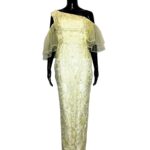 (M/S)African Nigerian Lace Women Form Fitting Long Yellow Formal Gown/Dress - Image 2