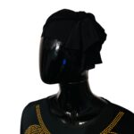 (One Size) Long Black Stretchy, African Dress With Gold Embroidered Metal Detail - Image 4