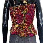 (L/XL) Ankara/ African Print Shirred Women Halter Top Red Blouse/ Top - Image 4