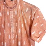 (S/M) Middle Eastern Style Men Peach & White Shirt/ Top - Image 2