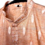 (S/M) Middle Eastern Style Men Peach & White Shirt/ Top - Image 3