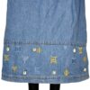 (L/XL) Vintage Blue Jean Skirt w/ African Ghana Adinkra Symbols on Base - Image 3